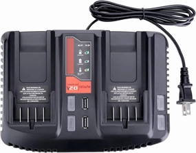 CMCB124 Dual Port V20 Battery Fast Charger Replacement for Craftsman 20V MAX Lithium CMCB202 CMCB204 CMCB206 with 2 USB Ports Black