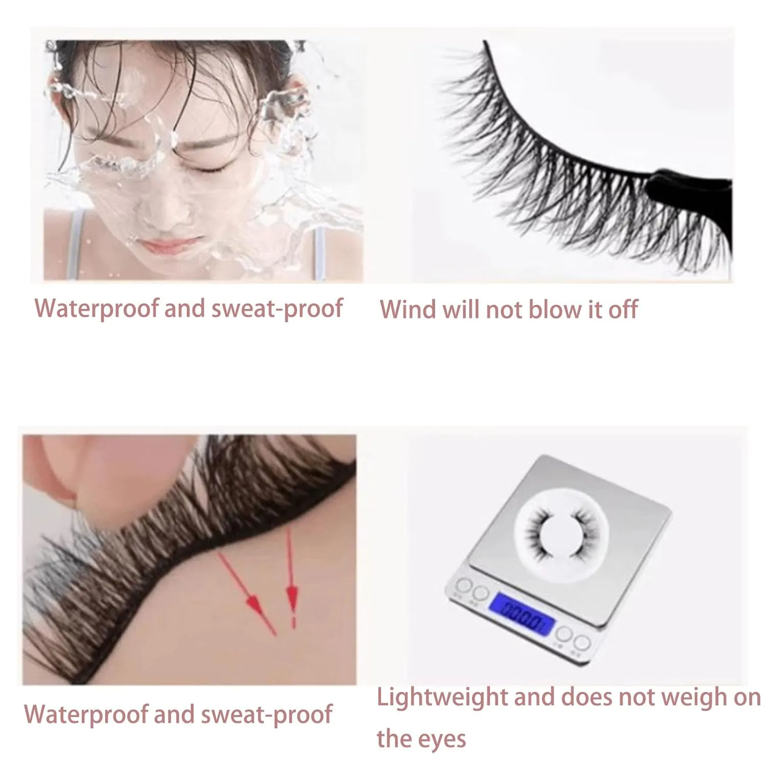 Co Magnetic Eyelashes with Applicator - Magnetic Eye Lashes, False Eye Lashes (Natural Style - B-2PCS)