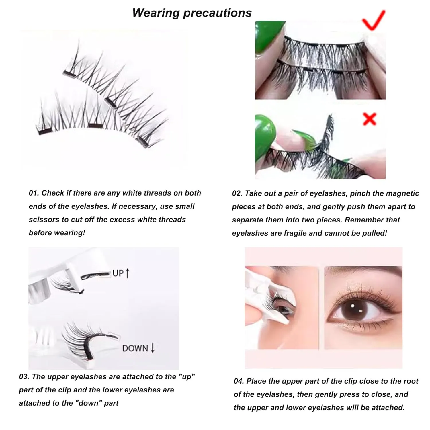 Co Magnetic Eyelashes with Applicator - Magnetic Eye Lashes, False Eye Lashes (Natural Style - B-2PCS)