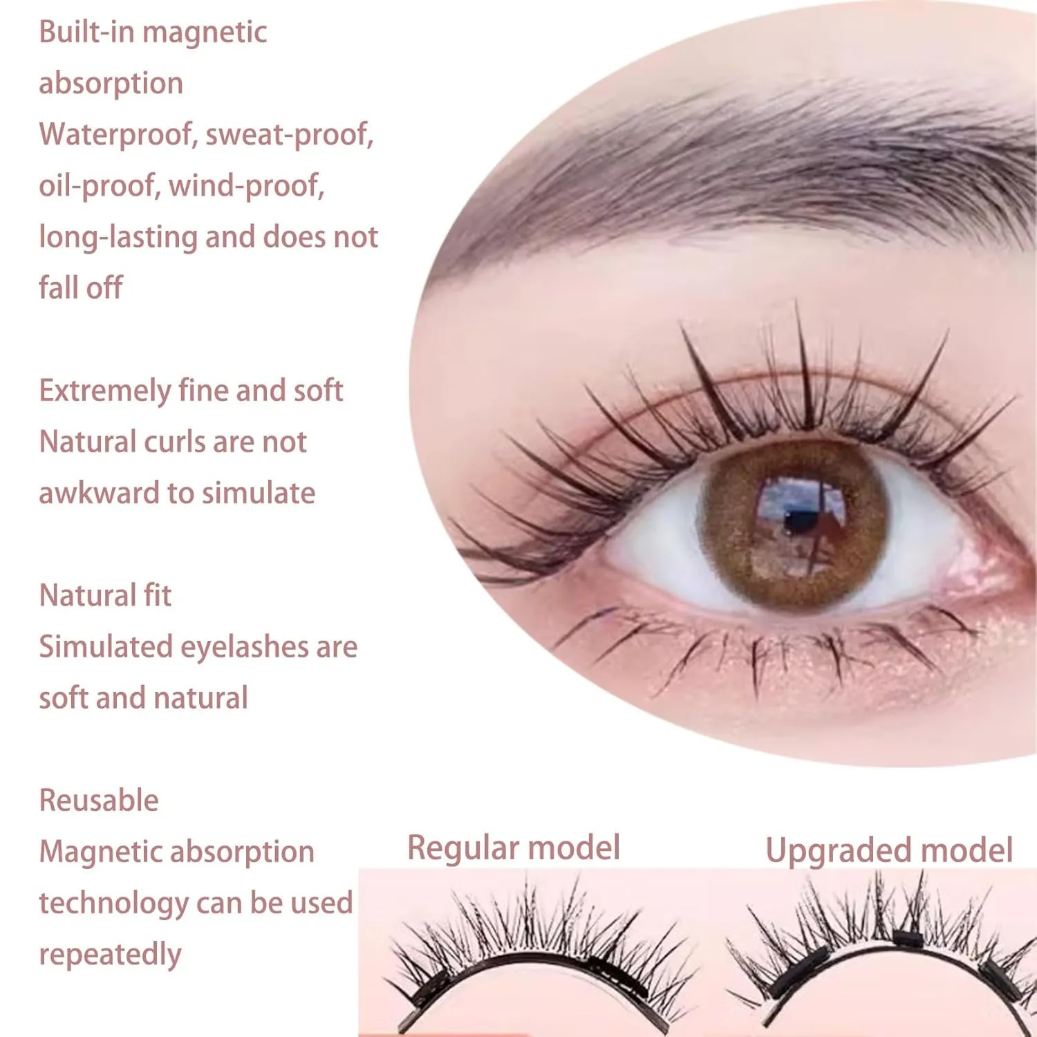Co Magnetic Eyelashes with Applicator - Magnetic Eye Lashes, False Eye Lashes (Natural Style - B-2PCS)