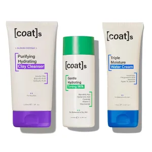 Coats Blemish Defense 3-Step Bundle – Clay Cleanser, Toning Milk & Water Cream – Helps Prevent Breakouts & Support Skin Barrier