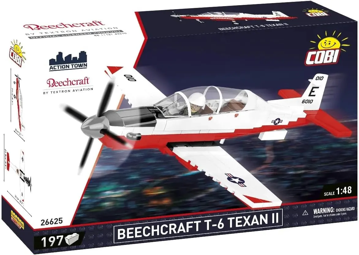 COBI Action Town Beechcraft T-6 Texan II Plane, Red & White