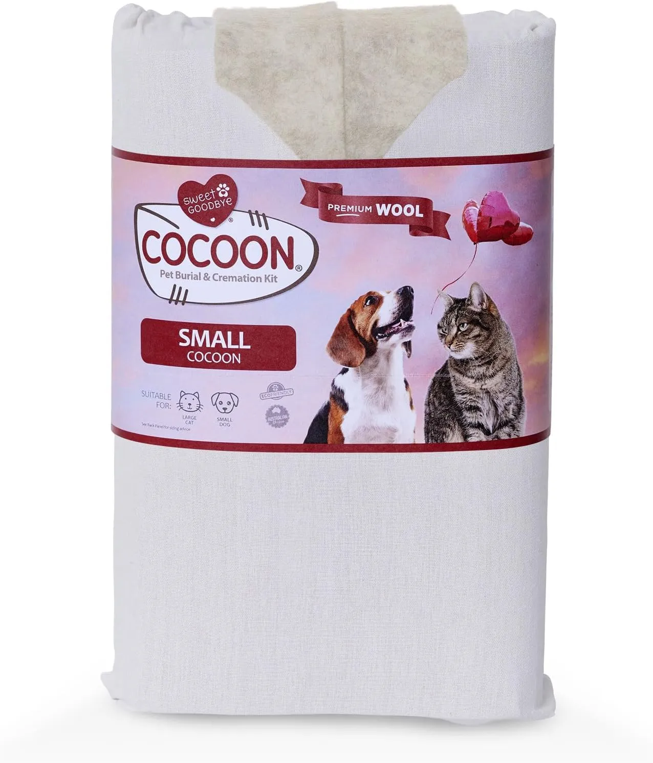 Cocoon® - Eco-Friendly Pet Burial & Cremation Ceremony Kit (Premium Wool) - Casket for Dogs and Cats (Choose Size & Color) (Small, Natural)