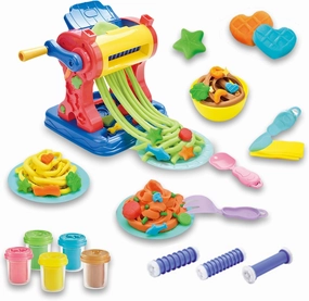 Color Dough for Kids Kitchen Creations Noodle Maker Pasta Party Playset with 5 Cans Color Dough for Toddlers 3 