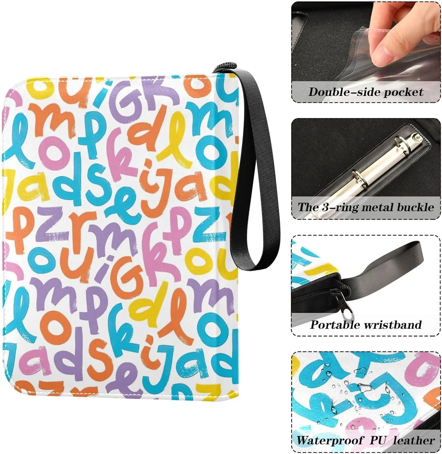 Colorful Brush Drawn Binder for Cards 4-Pocket Card Collectors Album Fits 400 Cards for Baseball Card, Football Card