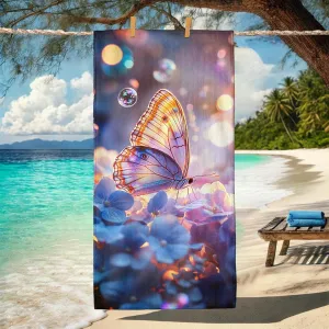 Colorful Butterfly Microfiber Beach Towel Gorgeous Butterfly Art Quick Dry Absorbent Soft Sand Free Oversized Lightweight Beach Blanket Vacation Picnic Essentials 62x31 Inch