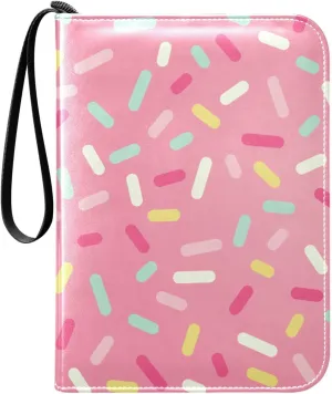 Colorful Candy Pink Card Binder 400 Pockets Trading Card Binder with 50 Removable Pages，3 Rings Trading Card 4 Pocket Album Folder for Game Cards TCG