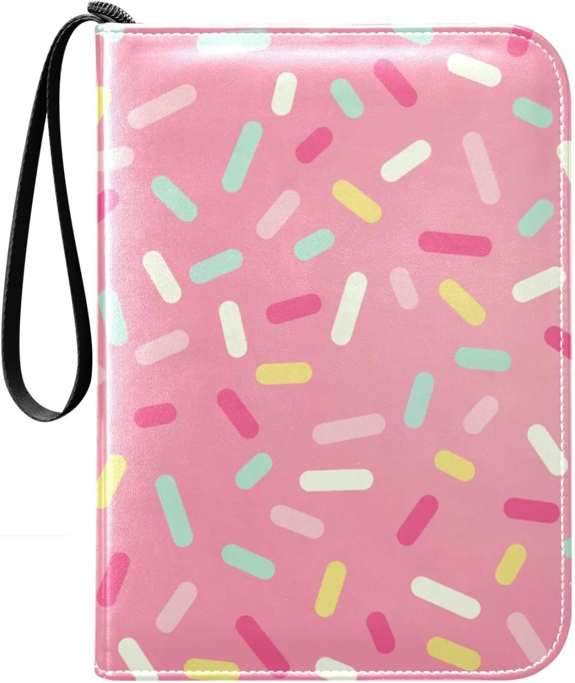 Colorful Candy Pink Card Binder 400 Pockets Trading Card Binder with 50 Removable Pages，3 Rings Trading Card 4 Pocket Album Folder for Game Cards TCG