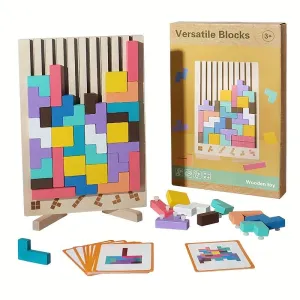 Colorful Wooden 3D Puzzle Game – Brain-Boosting Educational Toy for Kids
