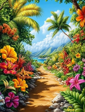 Colorful Jungle Trail 1000 Pieces Puzzle for Adults Educational Intellectual Jigsaw Puzzle,Botanical Gardens Fantasy Puzzles for Adults Fun Game 20 * 28.8 Inch
