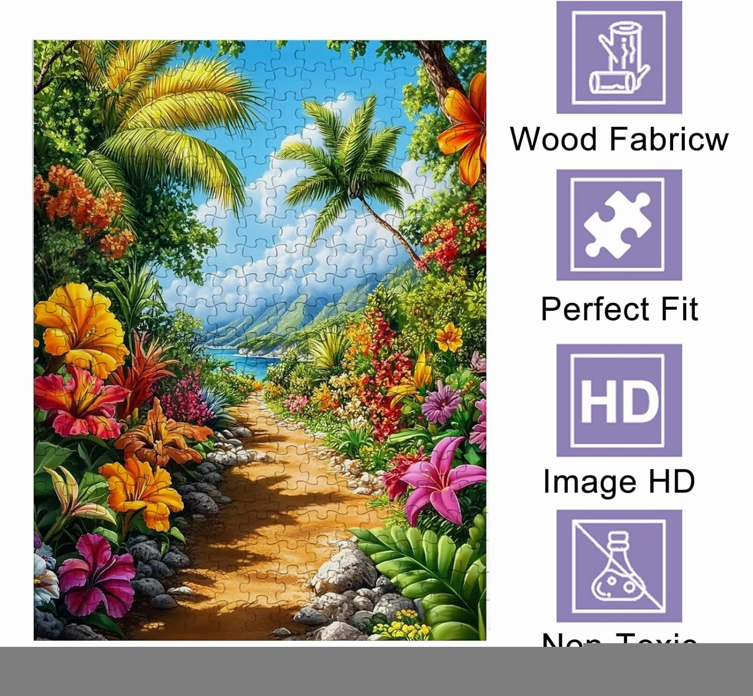 Colorful Jungle Trail 1000 Pieces Puzzle for Adults Educational Intellectual Jigsaw Puzzle,Botanical Gardens Fantasy Puzzles for Adults Fun Game 20 * 28.8 Inch
