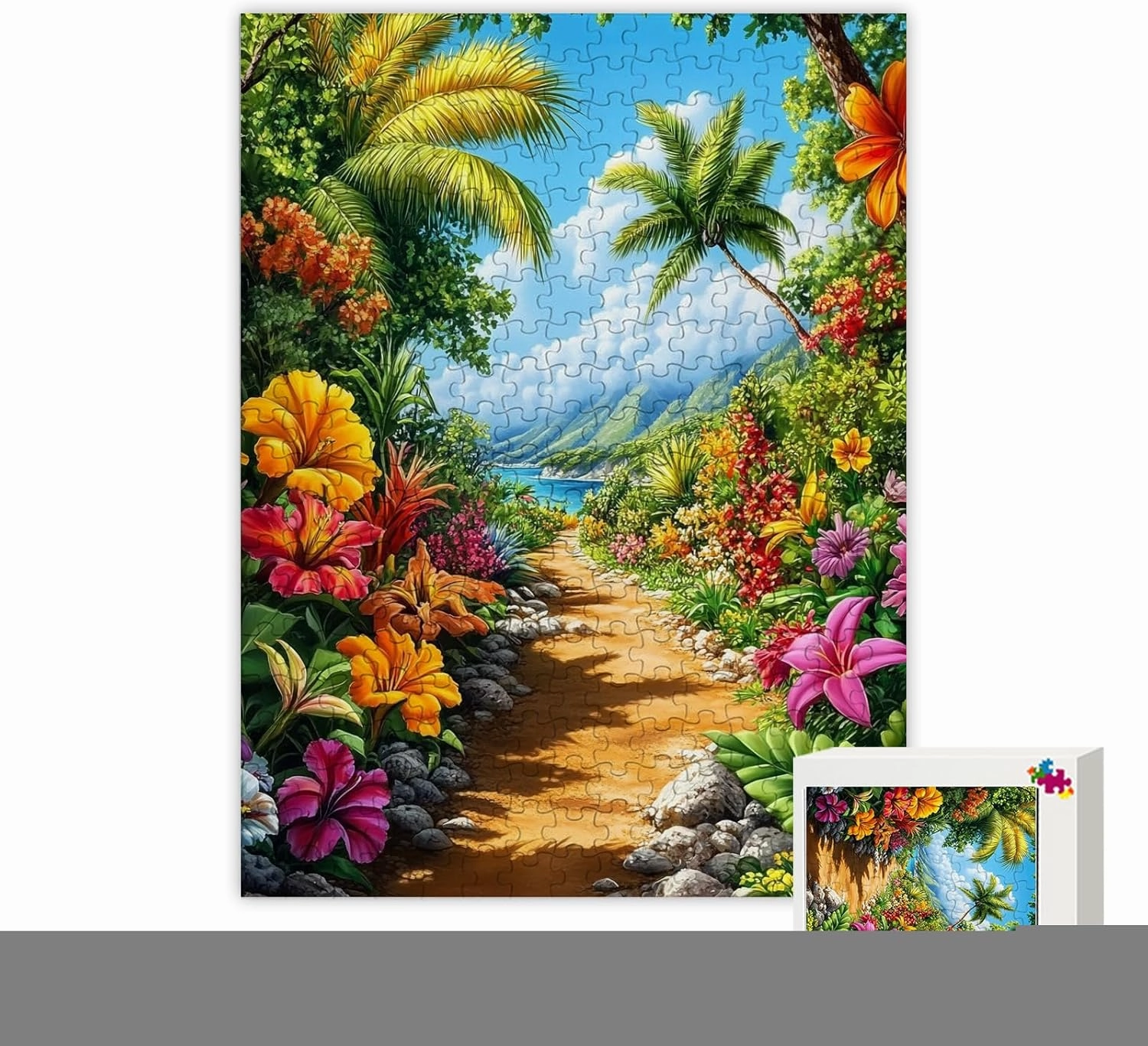 Colorful Jungle Trail 1000 Pieces Puzzle for Adults Educational Intellectual Jigsaw Puzzle,Botanical Gardens Fantasy Puzzles for Adults Fun Game 20 * 28.8 Inch