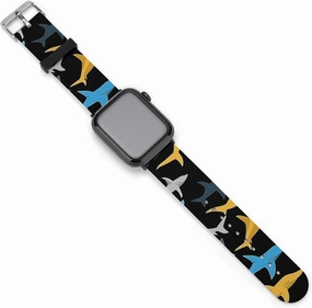 Colorful Sharks Adjustable Watch Band Compatible with IWatch Classic Soft Sports Watch Strap for Men Women