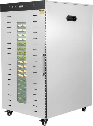 Commercial Food Dehydrator 20 Trays, 1700W Stainless Steel Trays Food Dehydrator with 4 Wheels Large Food-Dehydrator Dryer Machine with Digital Timer & Temperature Control 86-194°F Three Fan 360°