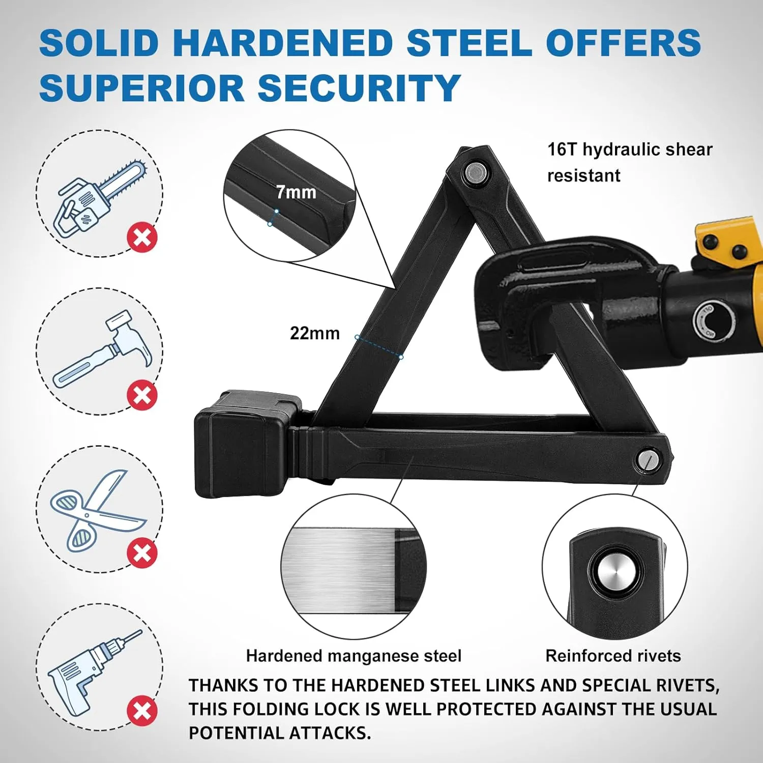 Compact Folding Bike Lock, Heavy Duty Anti Theft Bicycle Lock with 3 Keys and Mount, Lightweight for Road Bike, Mountain Bike, E-Bike, Commuting, Scooter - 95cm (37 in)