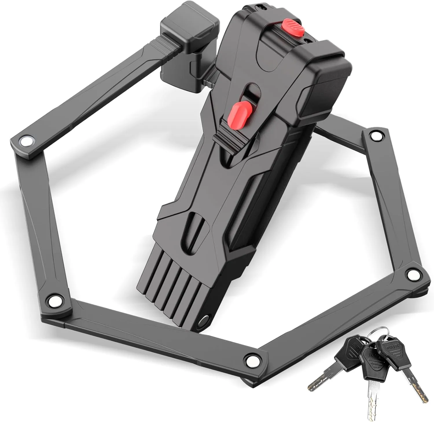 Compact Folding Bike Lock, Heavy Duty Anti Theft Bicycle Lock with 3 Keys and Mount, Lightweight for Road Bike, Mountain Bike, E-Bike, Commuting, Scooter - 95cm (37 in)
