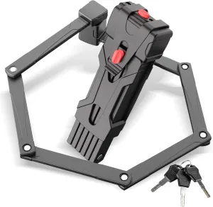 Compact Folding Bike Lock, Heavy Duty Anti Theft Bicycle Lock with 3 Keys and Mount, Lightweight for Road Bike, Mountain Bike, E-Bike, Commuting, Scooter - 95cm (37 in)