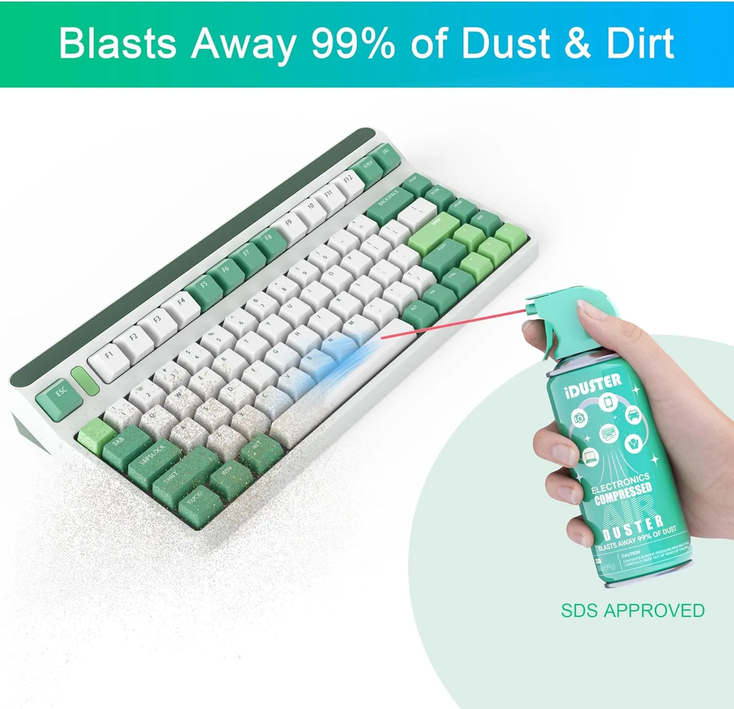 Compressed Canned Air Duster for Computer - iDuster Disposable Electronic Keyboard Cleaner for Cleaning Duster, 2PCS(3.5oz)