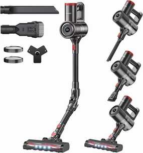 Cordless Vacuum Cleaner with Bendable Wand, Lightweight Stick Vacuum Cleaners for Home, Hard Floor & Carpet, Pet Hair,Under Furniture, 6-in-1 Handheld Vacuum, Self-Standing, Wall Mount Storage