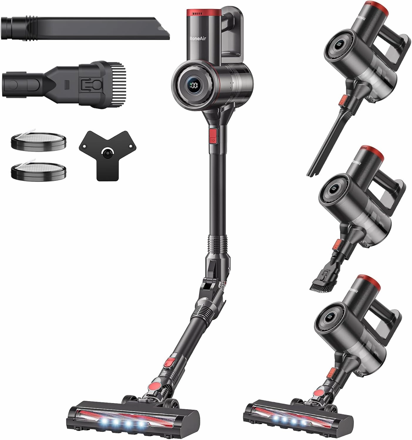 Cordless Vacuum Cleaner with Bendable Wand, Lightweight Stick Vacuum Cleaners for Home, Hard Floor & Carpet, Pet Hair,Under Furniture, 6-in-1 Handheld Vacuum, Self-Standing, Wall Mount Storage
