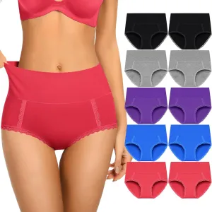 Cotton Underwear High Waisted Womens Full Coverage Ladies Comfy Panties (Regular & Plus Size)