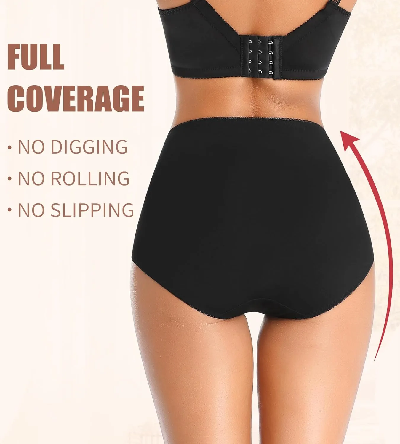 Cotton Underwear High Waisted Womens Full Coverage Ladies Comfy Panties (Regular & Plus Size)
