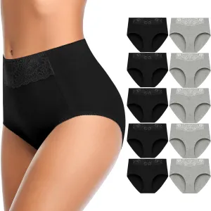 Cotton Underwear High Waisted Womens Full Coverage Ladies Comfy Panties (Regular & Plus Size)