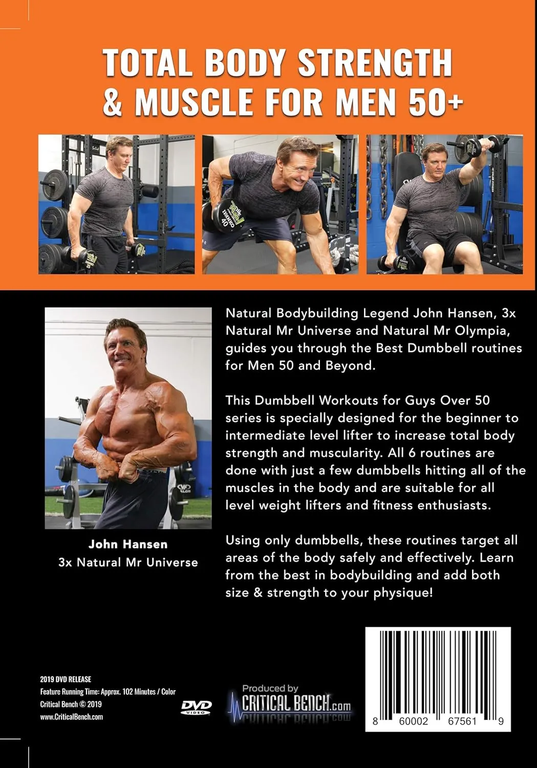 CRITICAL BENCH Dumbbell Workouts for Guys Over 50 with Legendary Natural Champion John Hansen - Follow Along DVD