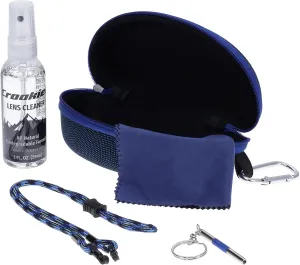 Croakies Eyewear Care Kit with 1(2oz) All Natural VOC Free Lens Cleaner   (1) Hard Case   (1) Microfiber Cloth   (1) Eyewear Retainer   (1) Repair Tool (Blue)