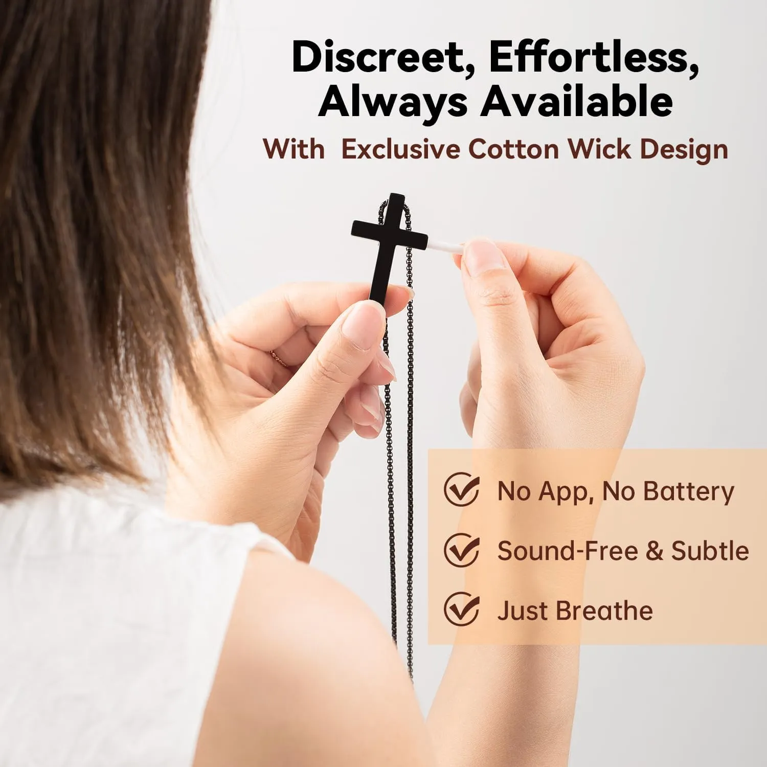 Cross Breathing Necklace, Breathlink Quit Smoking Aid, Inspirational Bible Verse Anti-Anxiety Mindfulness Necklace, Premium Stainless Steel Breathwork Tool, Anxiety Relief Items Gift
