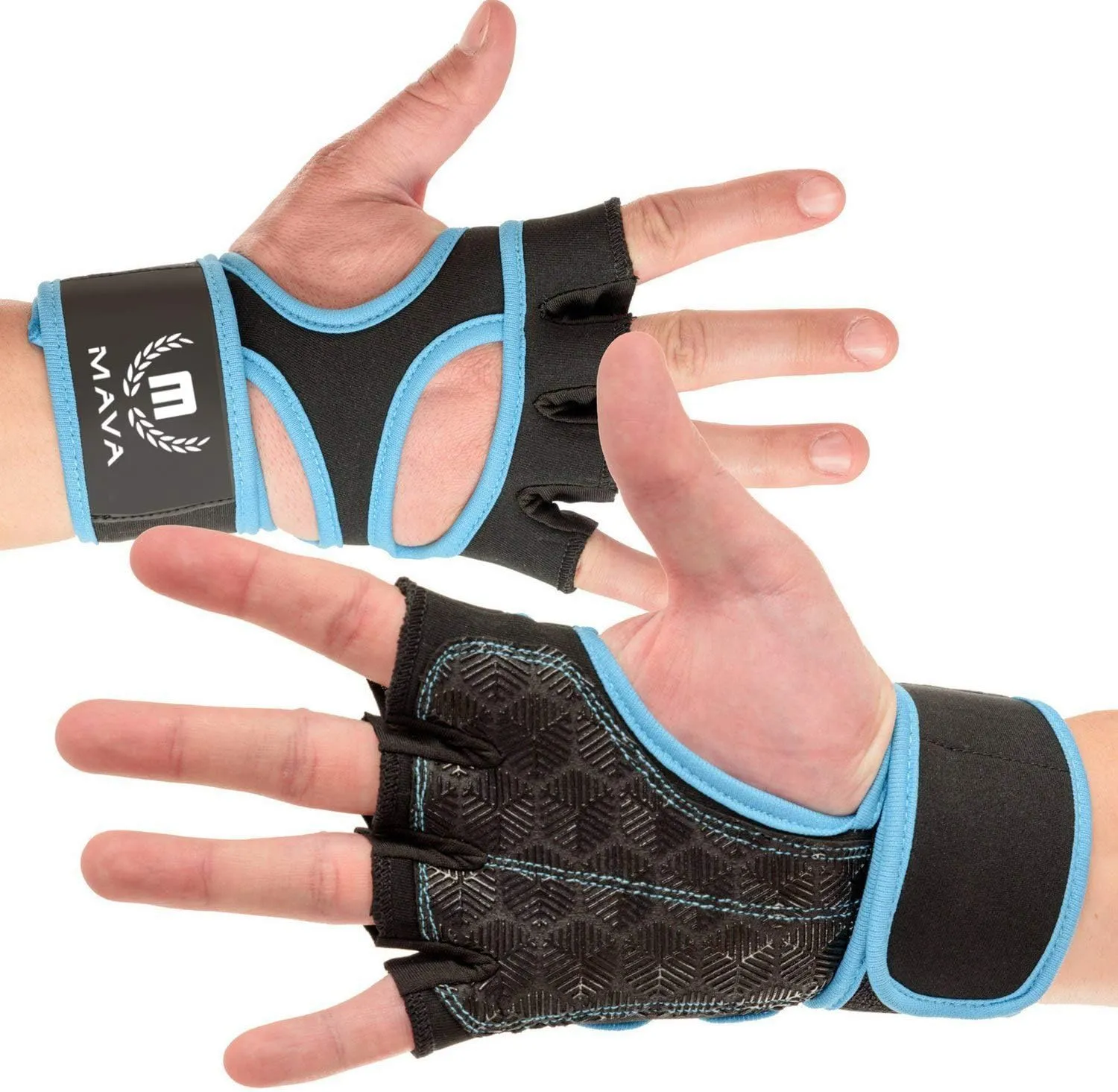 Cross Training Gloves with Wrist Support for Gym Workouts, WOD, Weightlifting & Fitness - Silicone Padded Workout Hand Grips Against Calluses with Integrated Wrist Wraps by Mava