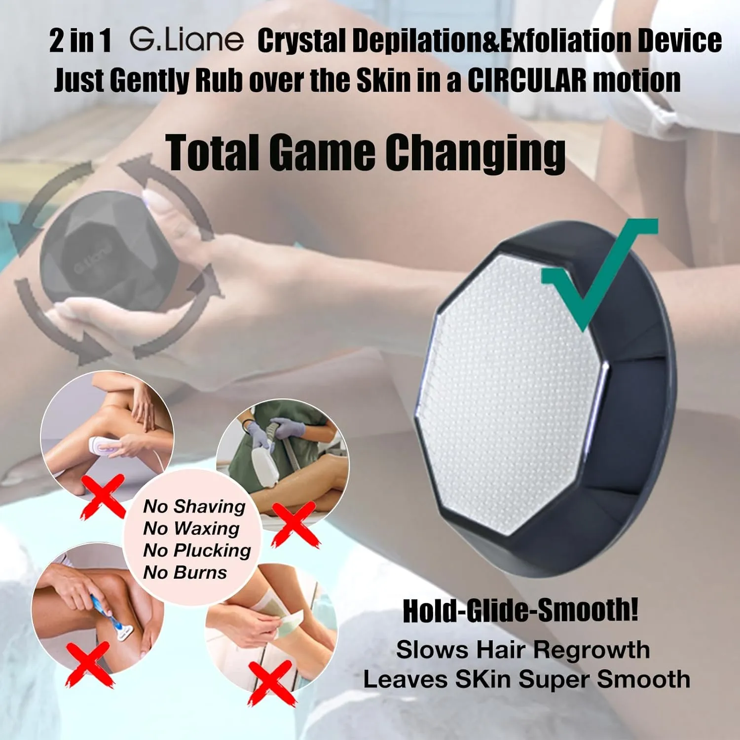 Crystal Hair Eraser,Painless Nano Hair Remover Exfoliation,Gentle and Efficient Glass Hair Removal Device Without Waxing,Natural Epilator for Women and Men(Diamond Black)