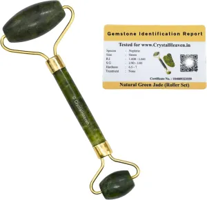 Crystal Heaven Green Jade Face Roller And Gua Sha Tool For Women|Original Face Massage Jade Roller Gua Sha