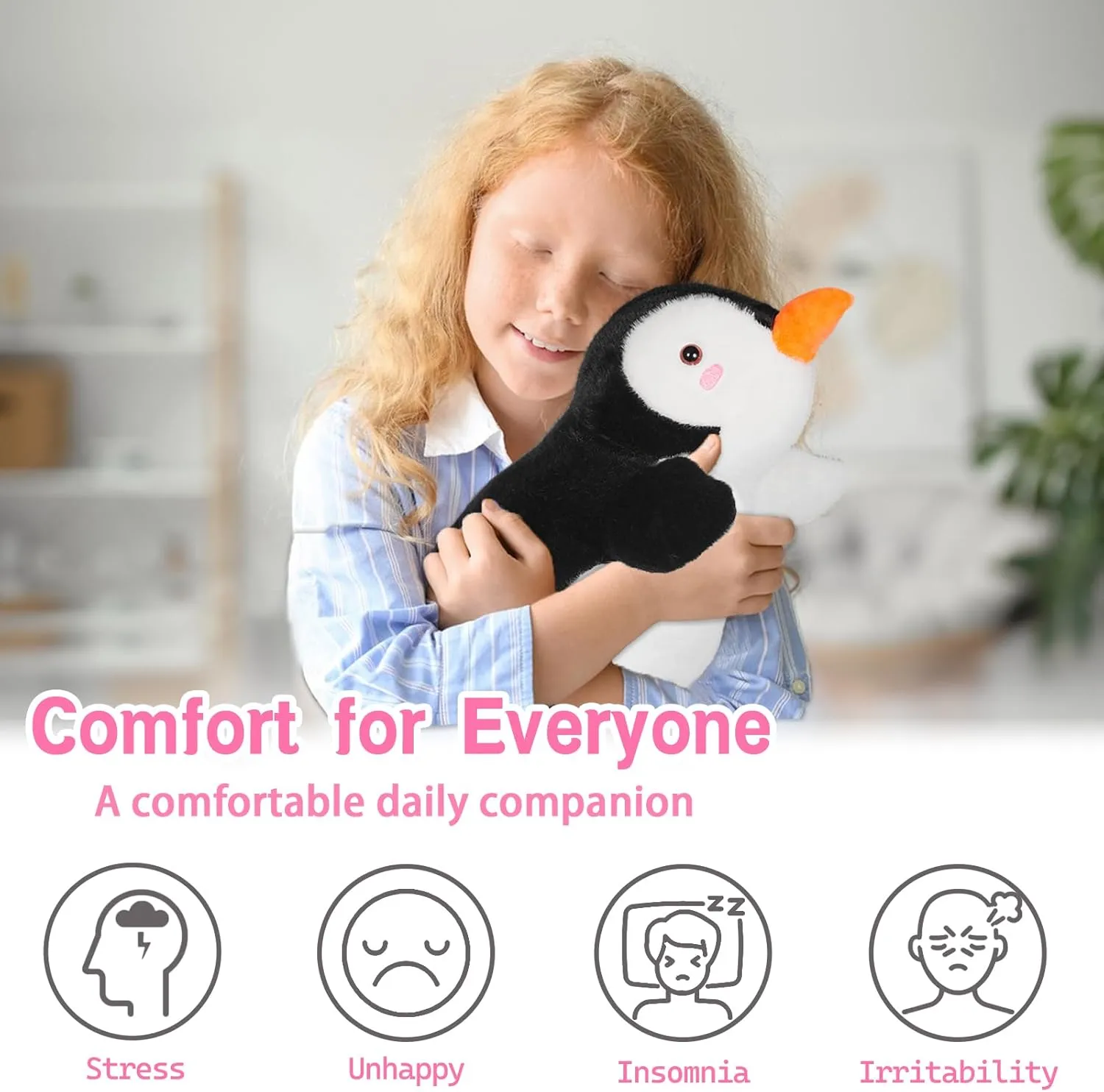 CSVBTRF Weighted Stuffed Animal, 4.2 lbs 19" Penguin Plush Hugging Pillow for Kids Gift - Penguin Stuffed Animal