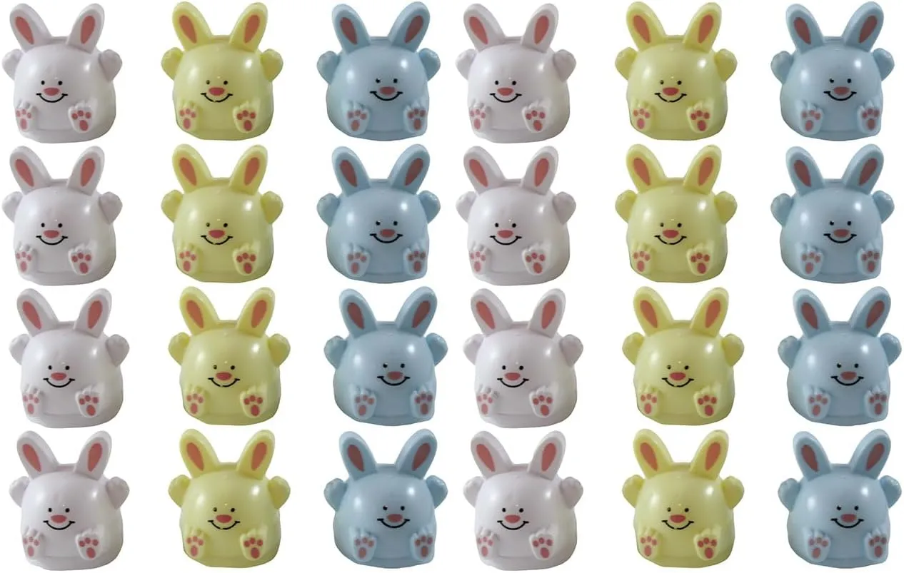Curious Minds Busy Bags 24 Bunny Rabbit Pull Back Racer Cars - Easter Themed Small Toys - Easter Egg Filler Set - Small Toy Prize Assortment Egg Hunt (2 Dozen)
