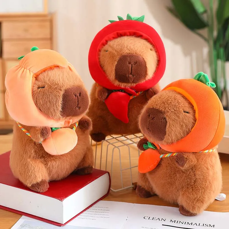Cute Capybara with Vegetable Hat Plush Toy