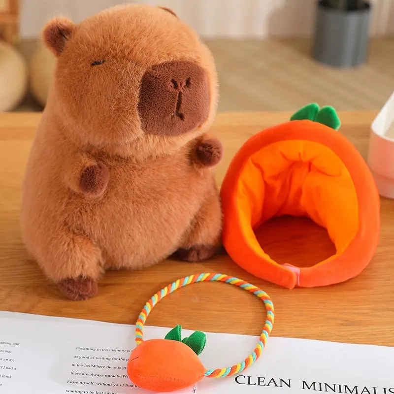 Cute Capybara with Vegetable Hat Plush Toy