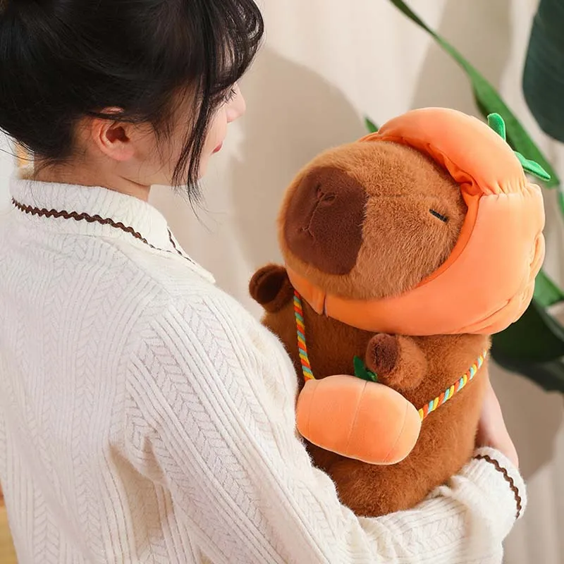 Cute Capybara with Vegetable Hat Plush Toy