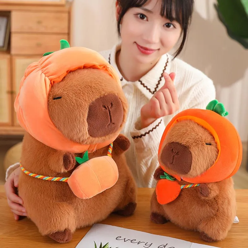 Cute Capybara with Vegetable Hat Plush Toy