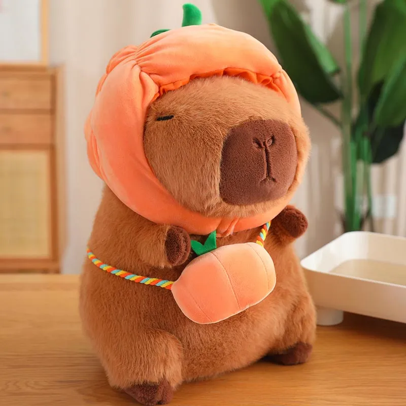 Cute Capybara with Vegetable Hat Plush Toy