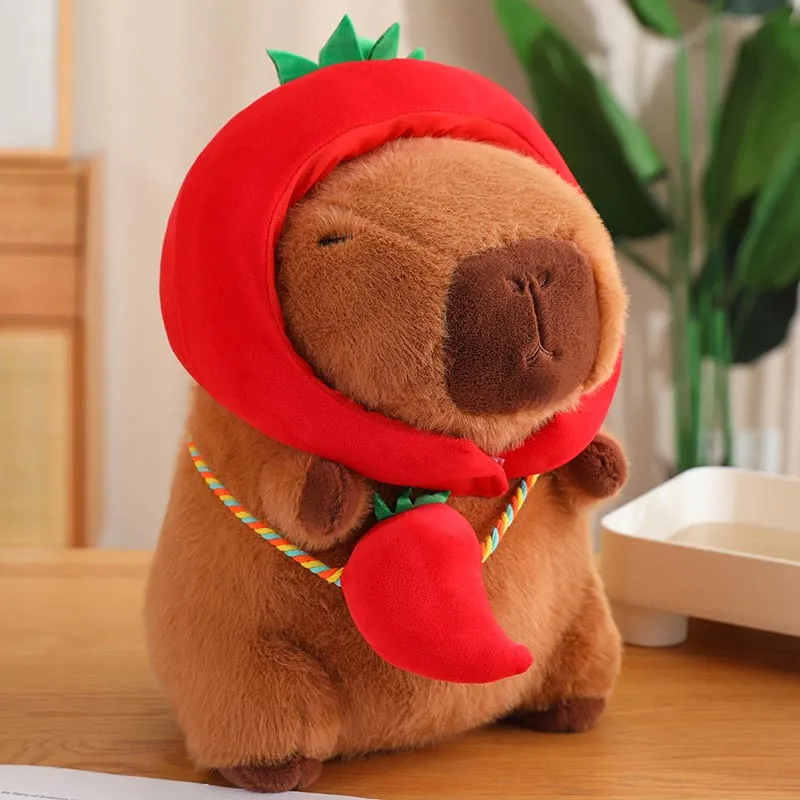 Cute Capybara with Vegetable Hat Plush Toy