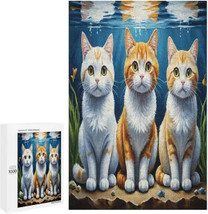 Cute Cat and Fish Colorful Impossible Puzzle for Adult and Kids Hard Challenge 1000 Piece Puzzles Recycled Jigsaw Puzzles for Game Home Decor