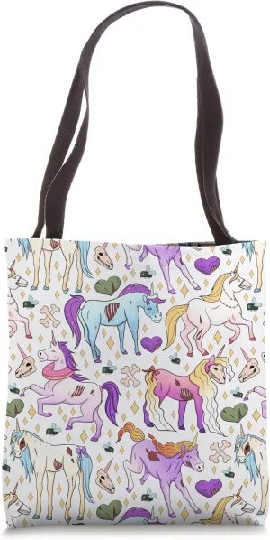 Cute Decay Unicorn Horses Zombie Funny Donut Happy Pattern Tote Bag