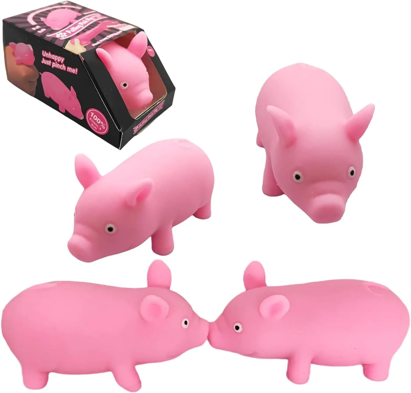 Cute Pink Pig Stress Toys, Cute Animal Squishy Pig Fidget Sensory Toys,Stress Relief Toy Gifts for Children and Adults, Stress Relief Squishy Toys for Kids (4 Pack)