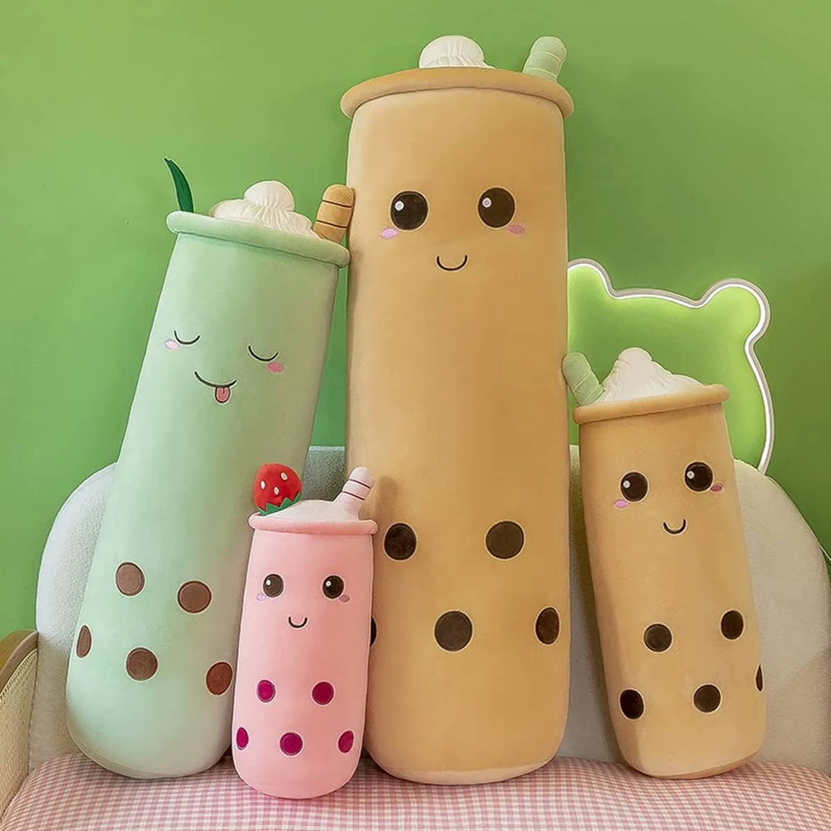 Cute Plushies Boba Plush Boba Plushie Long Plush Pillow Bubble Tea Stuffed Animal Gift for Kids Adults (Long Brown Boba Plush,36 Inch)