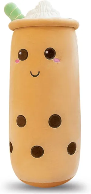Cute Plushies Boba Plush Boba Plushie Long Plush Pillow Bubble Tea Stuffed Animal Gift for Kids Adults (Long Brown Boba Plush,36 Inch)