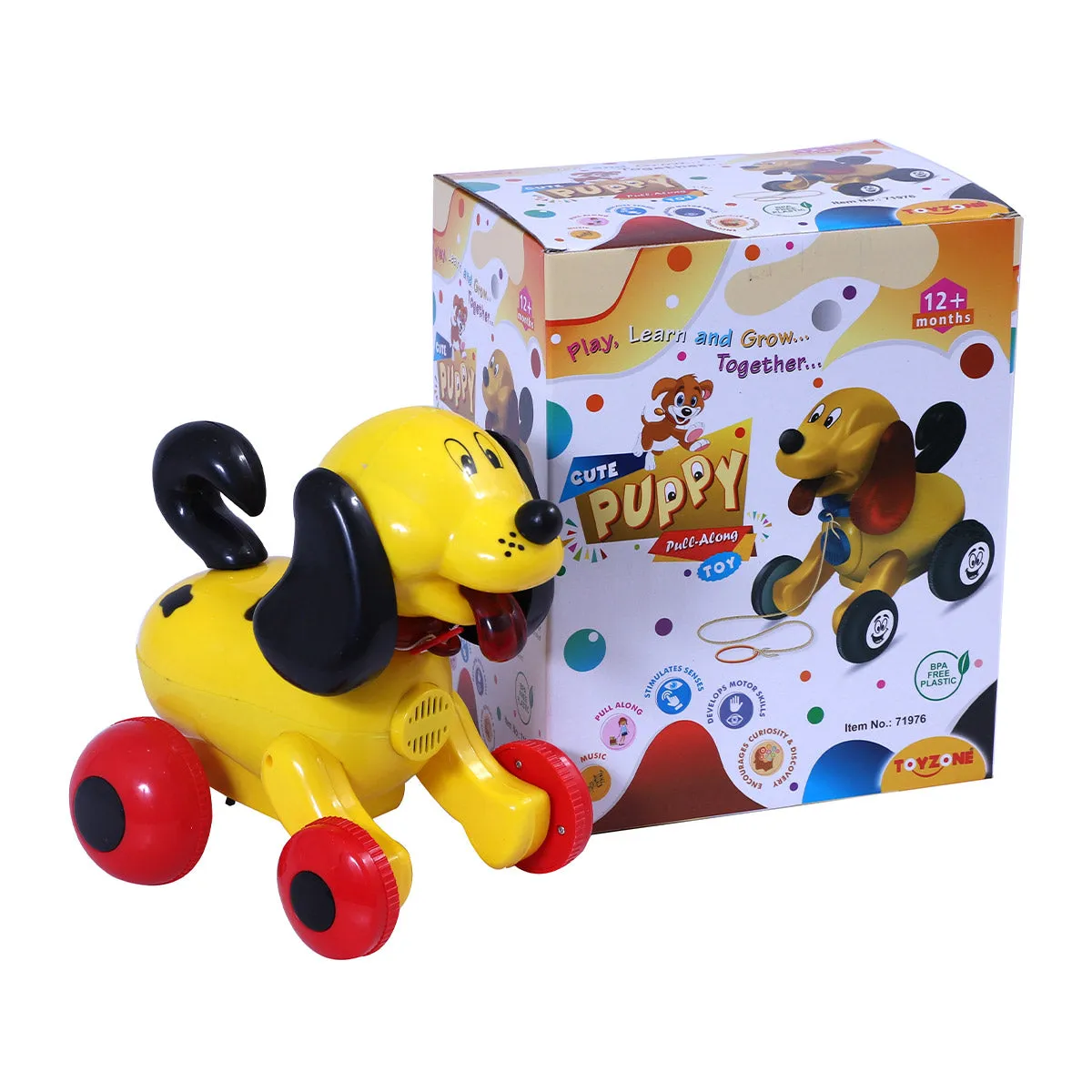 Cute Puppy Pull Along | Interactive pull toy | Toy for walking babies Toddler | Movement toy | Early learning  Pull toy | Toddler activity toy | For age 12  Months
