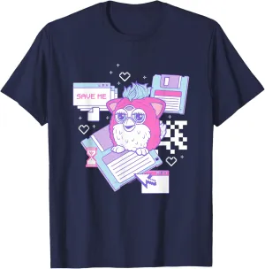 Cute Retro Computer Friend Save Me Big Chest Poster T-Shirt