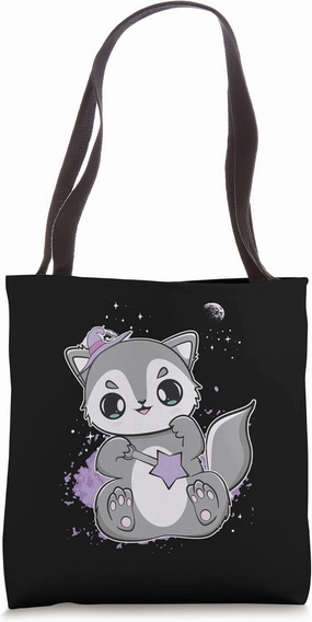 Cute Anime Wolf With Magic Wand For Magicians Tote Bag