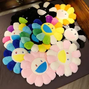 CYNY Colorful Plush Toy, Sunflower Stuffed Doll Toy, Smiling Face Sunflower Stuffed Plush Doll Cushion Pillow Home Bedroom Car Decoratio Ornaments, Soft and Comfortable Sunflower Cushion (A,15.75in)